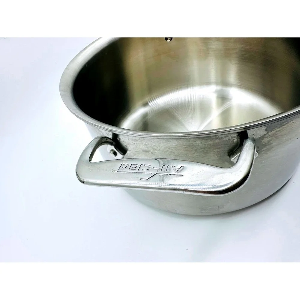All-Clad Stainless Steel 8 Quart Stockpot with Lid Tri-Ply Bonded Induction USA
